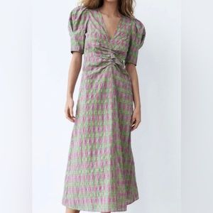 Zara Plaid Print Midi